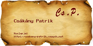Csákány Patrik névjegykártya