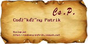 Csákány Patrik névjegykártya